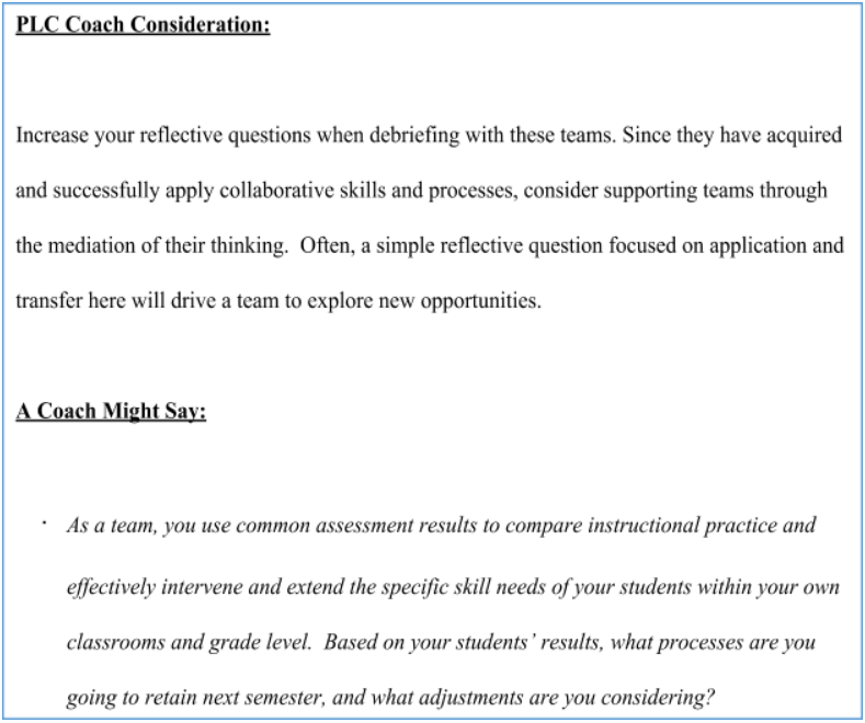 Increase reflective questions with these teams, but the mediation is not as necessary.