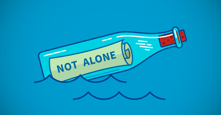 "Not alone" message in the bottle