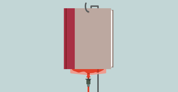 A book as an IV bag