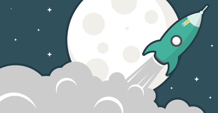 Rocket ship past the moon