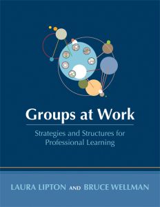 Front cover of “Groups at Work: Strategies and Structures for Professional Learning,” by Laura Lipton and Bruce Wellman, a book for educators featuring circles of varying colors and sizes grouped and connected, like collaborative teams in a PLC.