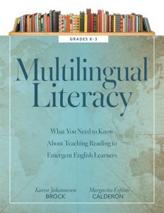 What You Need to Know About Teaching Reading to Emergent English Learners
By Karen Johannesen Brock and Margarita Espino Calderón; a graphic of books on a shelf at the top.